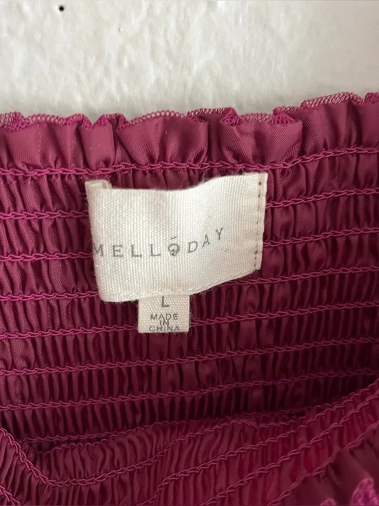 Melloday Strappy Smocked Tiered Chiffon Maxi Dress in wine - Picture 2 of 6